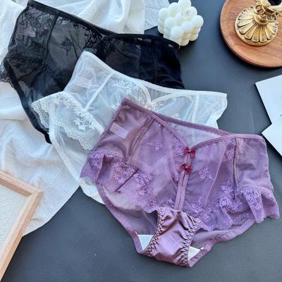 Dámské jarní a letní sexy krajkové hluboké V síťované trojúhelníkové kalhotky
