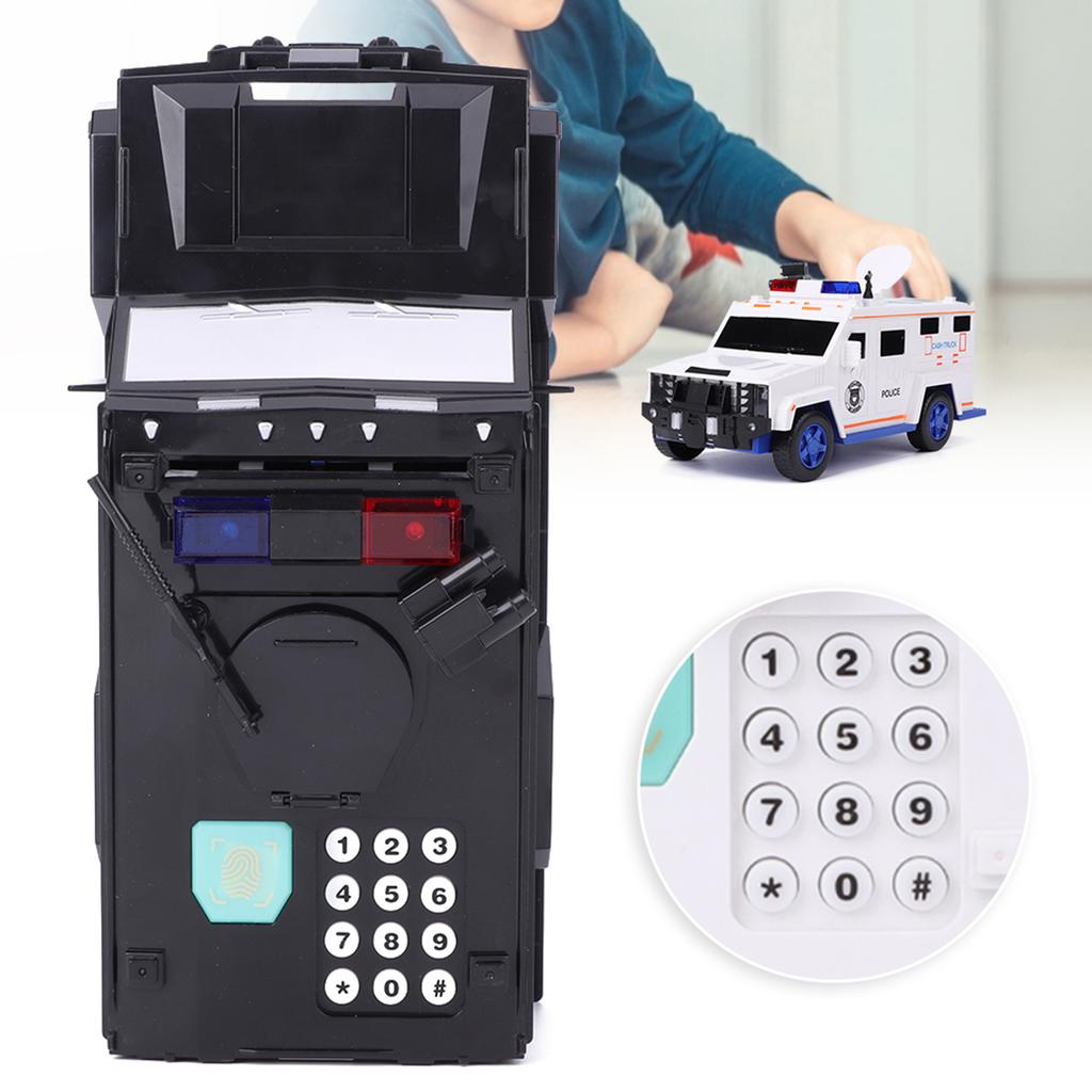Camión de Dinero Hucha Contraseña de Huella Dactilar Electrónica Automática Caja de Ahorro de MonedasBlanco