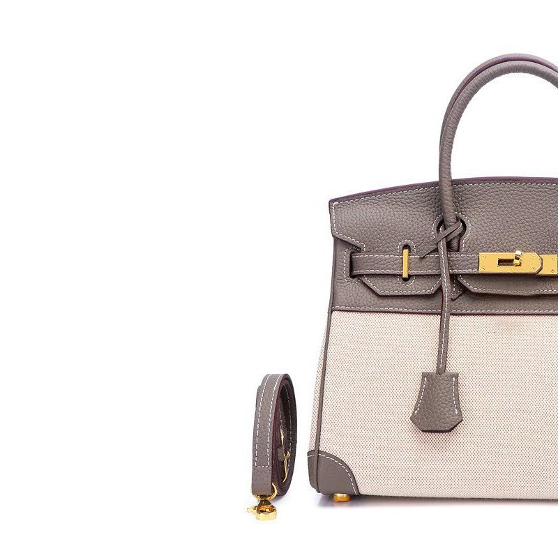 European and American new leather women's bags, first layer cowhide with canvas fashion platinum bags, women's handbags, shoulder bags