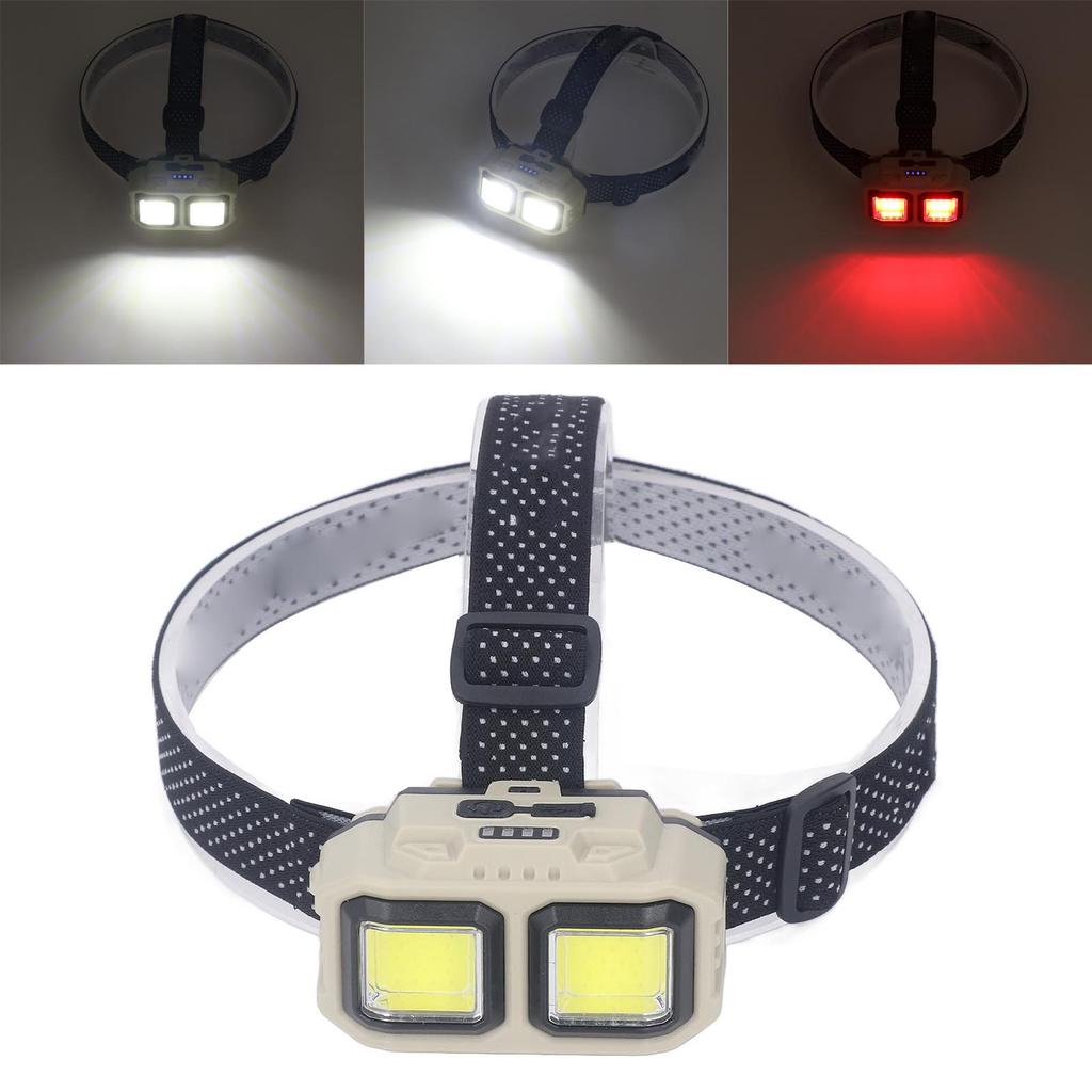 LED COB Headlamp Super Bright USB Rechargeable Lightweight  Mounted Flashlight with Motion Senso