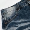 Mens Distressed Washed Denim Flared Jeans With Faded Effect Loose Fit Streetwear Pants Youth