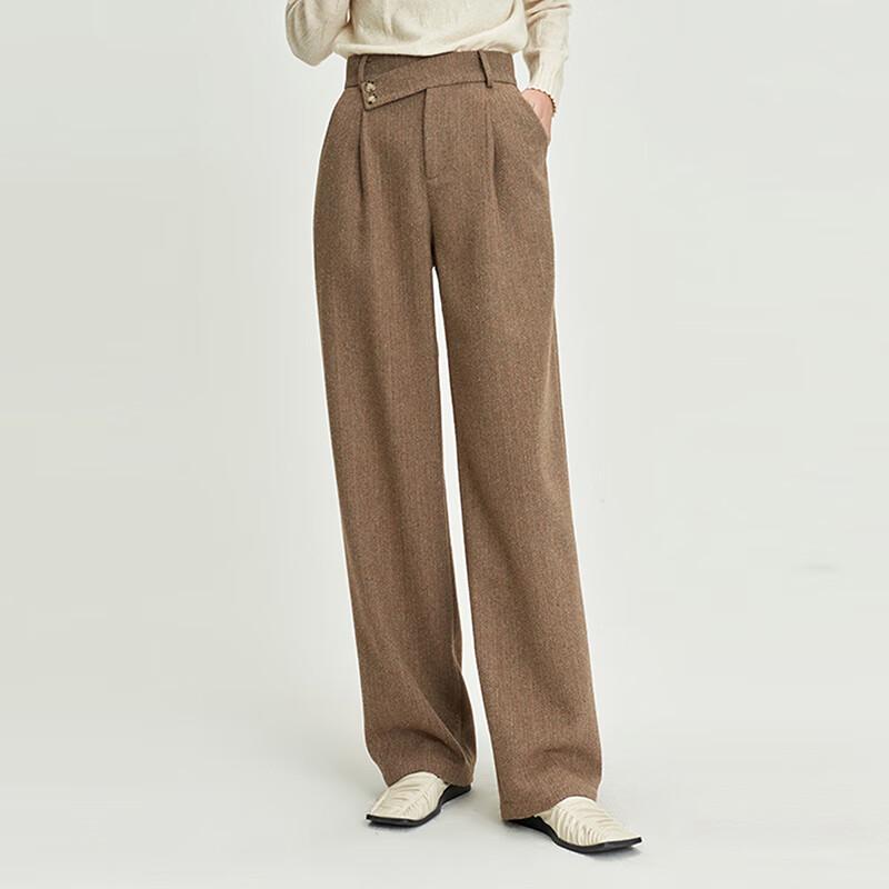 Tatu Women's Loose Wool-Blend Wide-Leg Casual Pants