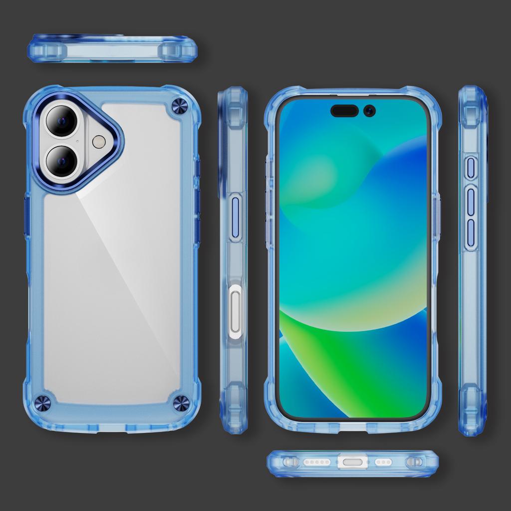 For iPhone 16 Case Anti-drop TPU Frame Clear PC Back Cover