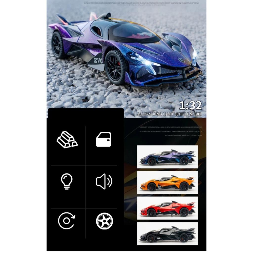 1/32 Apollo Project EVO Alloy Cast Toy Car Model Sound and Light Children's Toy Collectibles Birthday Gift