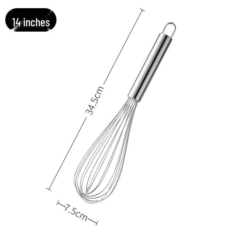 Stainless Steel Whisk with Thick Wire & Large Handle - Manual Cream Mixer & Egg Beater (10", 12", 14", 16")