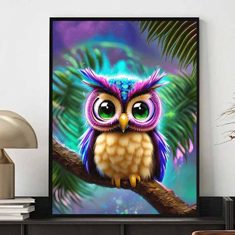 Nowość 5D DIY Pełny Okrąg Malowanie Diamentami "Sowa" Haft Krzyżykowy Dekoracja Domu Prezent