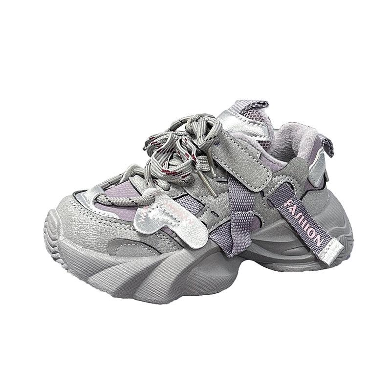 

Повседневные флисовые кроссовки Dad Shoes для детей 2025 года - Модная легкая спортивная обувь для мальчиков и девочек Size 25 approx. 15.5cm фиолетовый