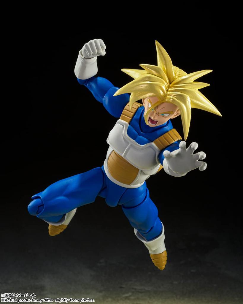 TAMASHII NATIONS S.H.Figuarts Dragon Ball Super Saiyan Trunks - The Super Power He Holds Within, Approximately 140mm, PVC & ABS, Painted Mov
