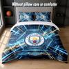 Manchester City Design Bett Bettwäsche Set 1 Bettbezug + 2 Kissenbezüge Weich Atmungsaktiv Haushalt Bettwäsche