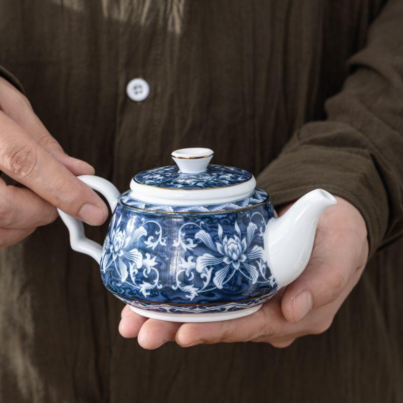 Jingdezhen-modro-bílá porcelánová konvice, čínská čajová souprava Kungfu, domácí keramická konvice na Puer, servisní konvice, roztomilé čajové nádobí