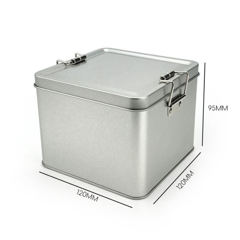 Quadratische Blechdose Keksdose mit Deckel Staubdicht Heimküche Desktop Aufbewahrungsblech Langlebige Schnalle Eisenbox