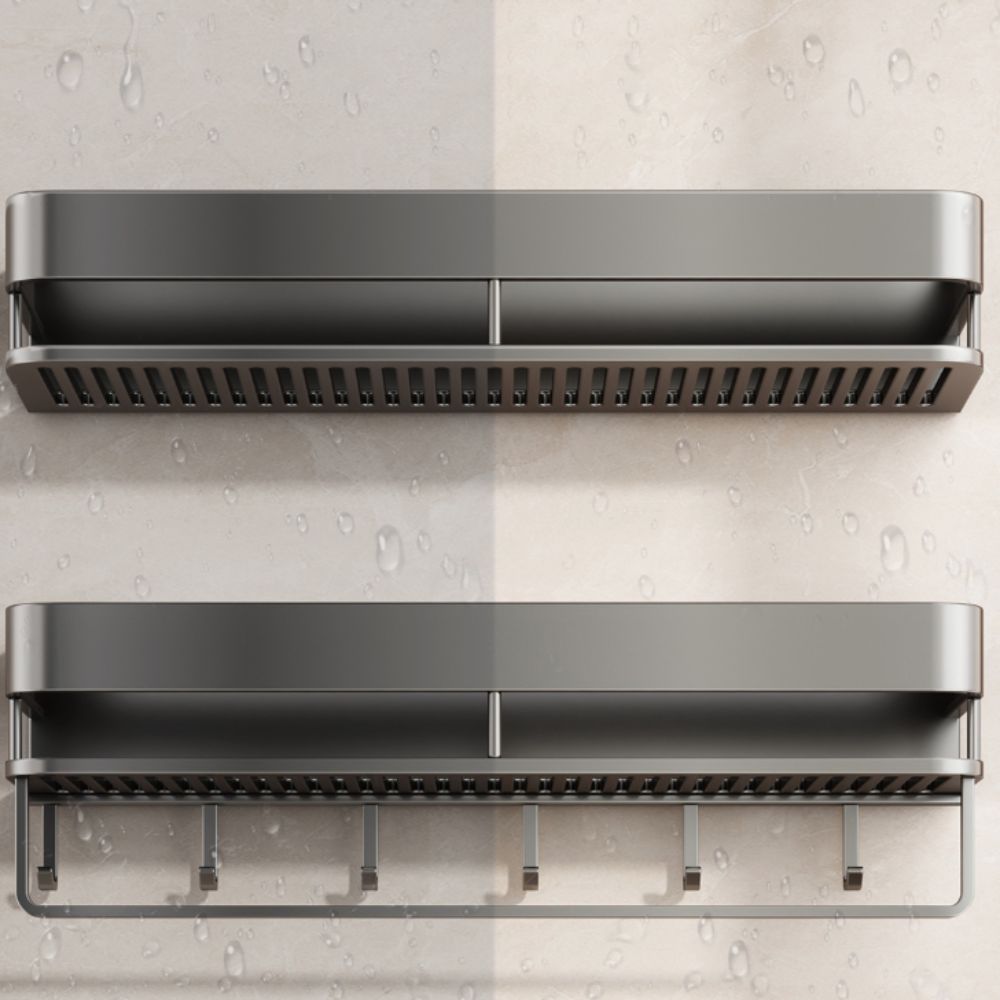 Wall-Mounted Bathroom Storage Rack Aluminum Alloy Punch Free Kitchen Condiment Racks Ventilated Drainable Bathroom Shelf