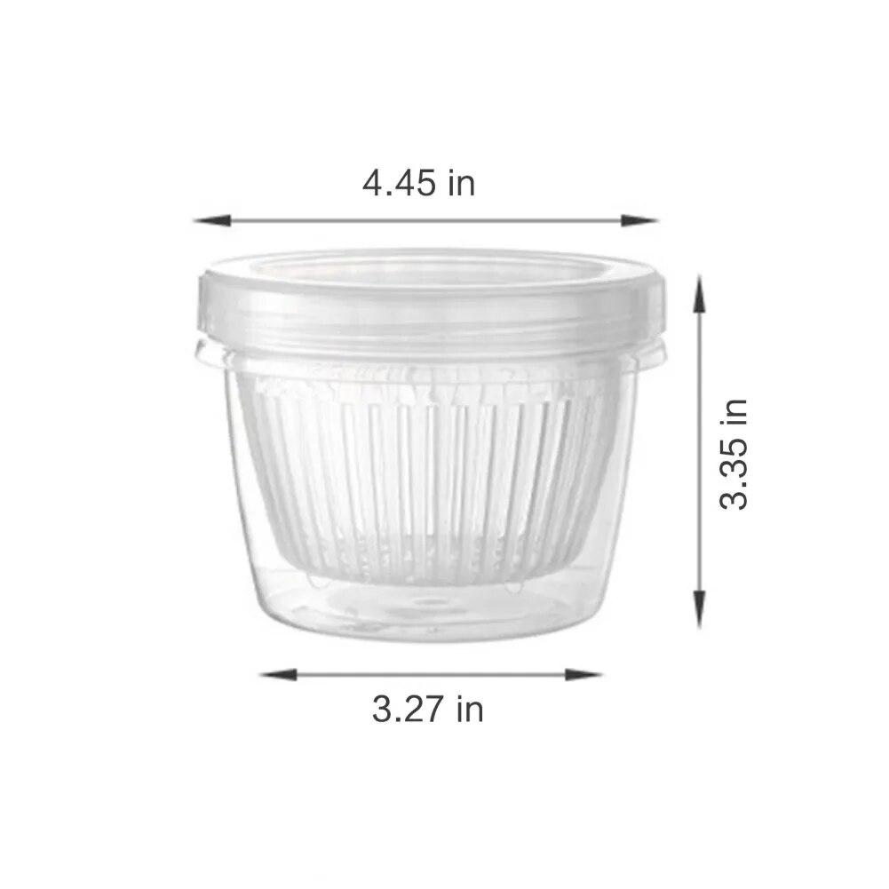 Double-Layer Drain Basket Lid Refrigerator Crisper Round Washing Vegetable Basket Kitchen Organizer