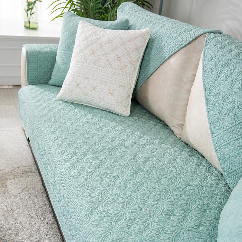 White Pure Cotton Sofa Cushion Case, Pastoral Washed Sofa Cover Towel, Modern Minimalist Cover, Non-Slip, Four Seasons