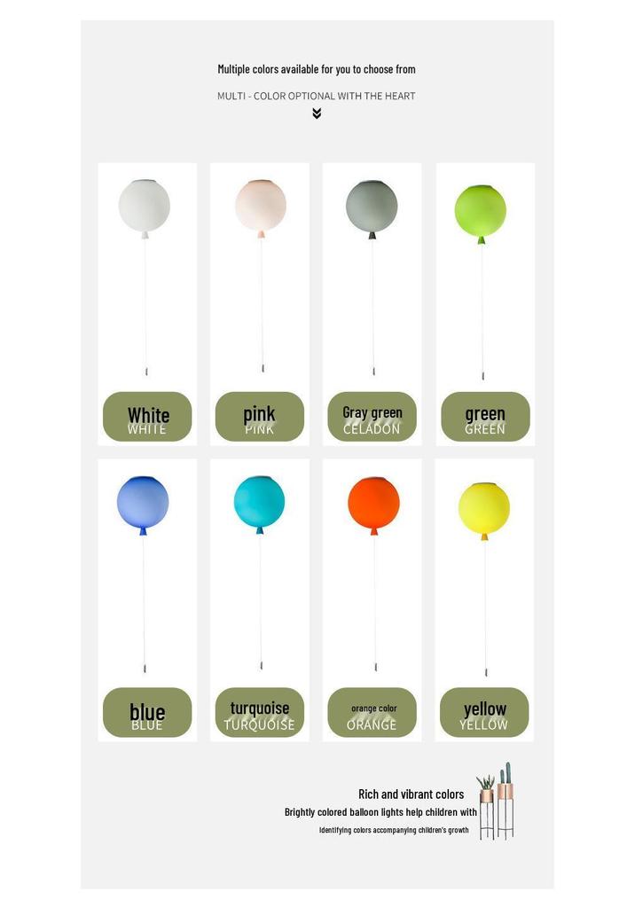 Children's Princess Room Ceiling Lamp - Creative Balloon Design for Bedroom, Balcony, Colored Kindergarten, or Playground Décor