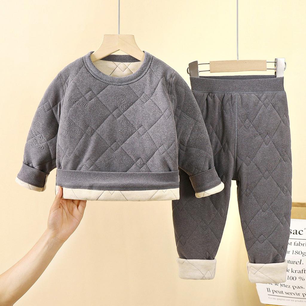Children's School Uniform Artifact Autumn and Winter Three-layer Quilted Cotton Boys' Cotton Jacket with Thick Velvet Lining and Girls' Cotton Jacket