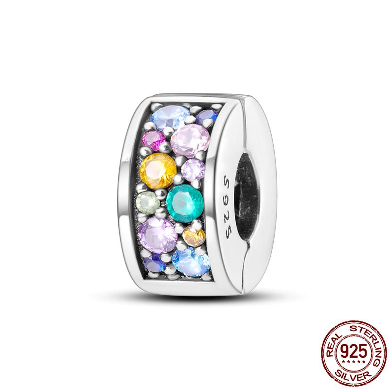 S925 Sterling Silver Clasp Silver Charms Silicone Spacer Beads Safety Chain Fit Original  Bracelet  Jewelry Women New In