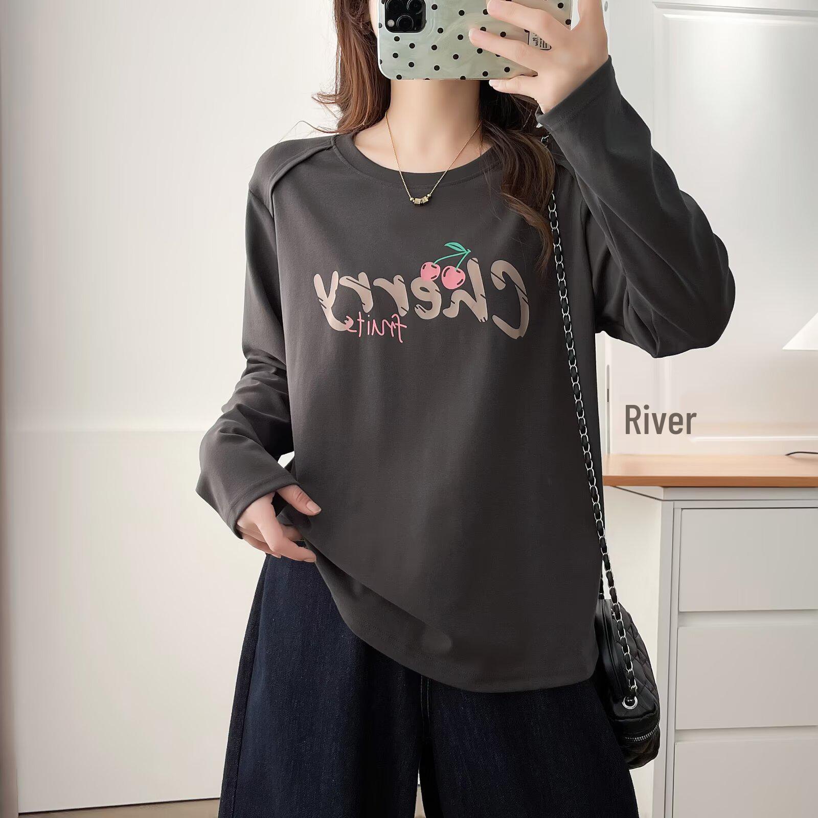 

Autumn 2025 Plus Size Women s Cartoon Long Sleeve Top, Round Neck Cotton Tee Shirt 2XL