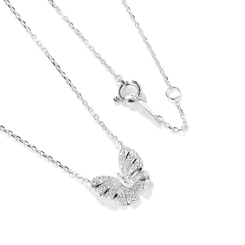 Trendy 2021 Women s High-End Zircon Butterfly Necklace - Luxurious Clavicle Chain with Unique Design
