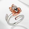 NEW Rose Flower Gothic Skull  Sterling Silver Ring For Women Leaves Punk Style Motor Biker Men Ring With AAA CZ Skull