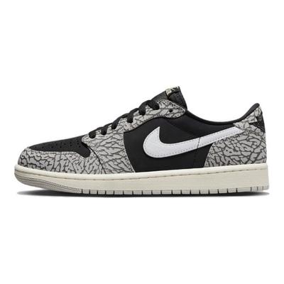 Air 1 Retro Low OG GS Czarne Cementowe Buty Dziecięce Muślinowy Tech-Szary Biały CZ0858-001