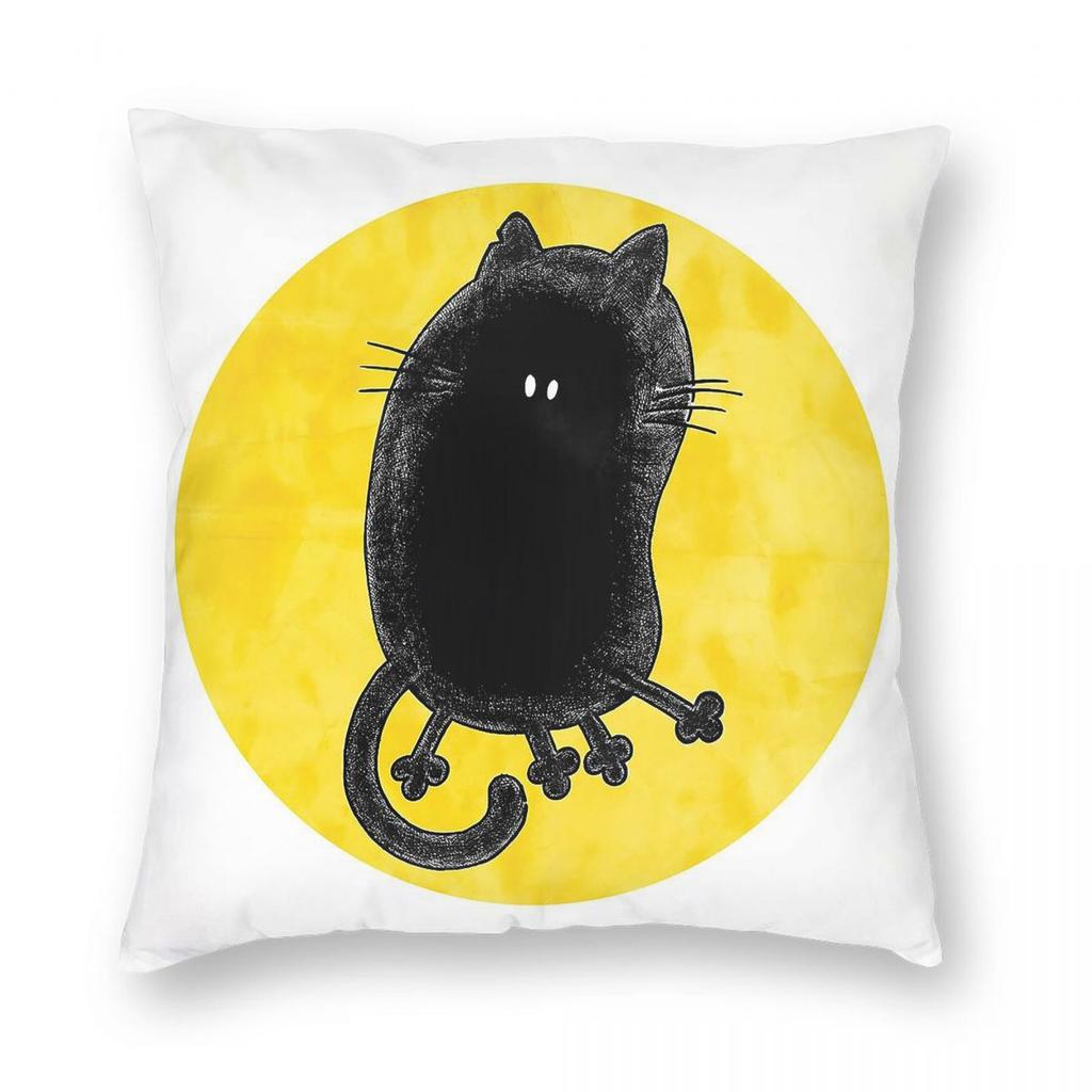 Fat Cat Square Pillowcase Polyester Linen Velvet Pattern Zip Decorative Pillow Case Bed Cushion Cover
