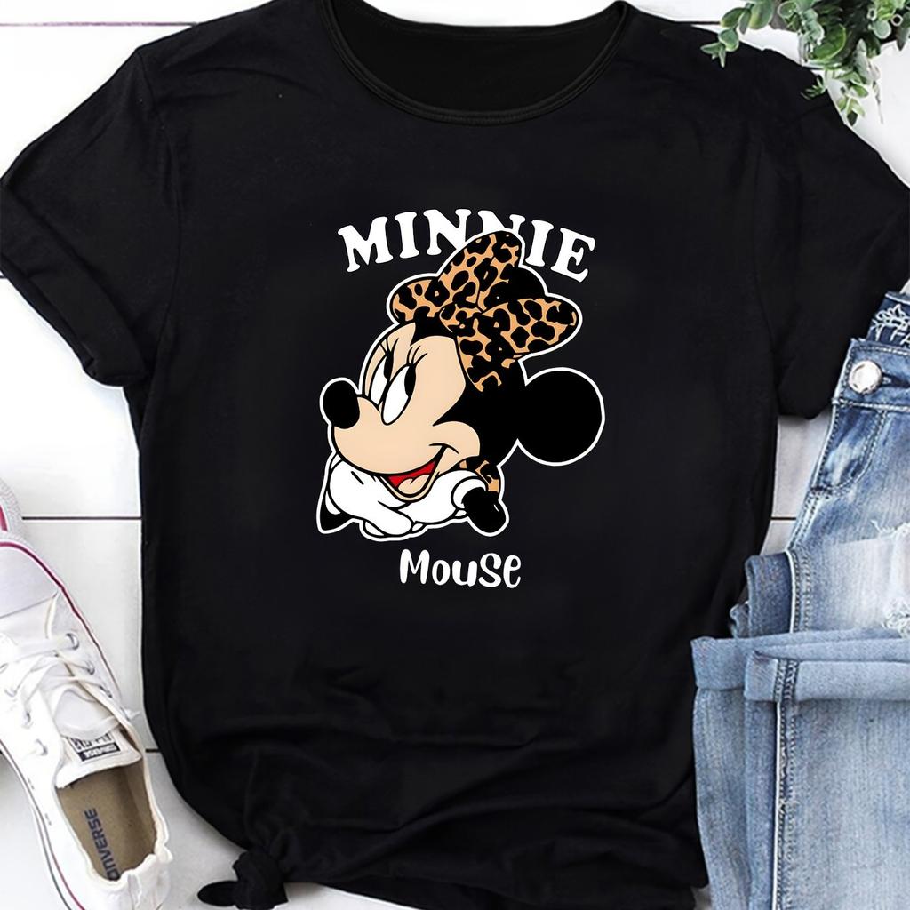Summer New Mickey Minnie Print Fashionable Unisex Plus Size Tshirt Cotton Y2K Loose Casual Trend Versatile Short Sleeved Clothing