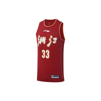 Li Ning Επαγγελματική Σειρά Μπάσκετ CBA Μονόχρωμη Μπλούζα Μπάσκετ με Εκτυπωμένο Λογότυπο και Αριθμό με Στρογγυλή Λαιμόκοψη Ανδρική Μπλούζα Κόκκινη AAYS591-1