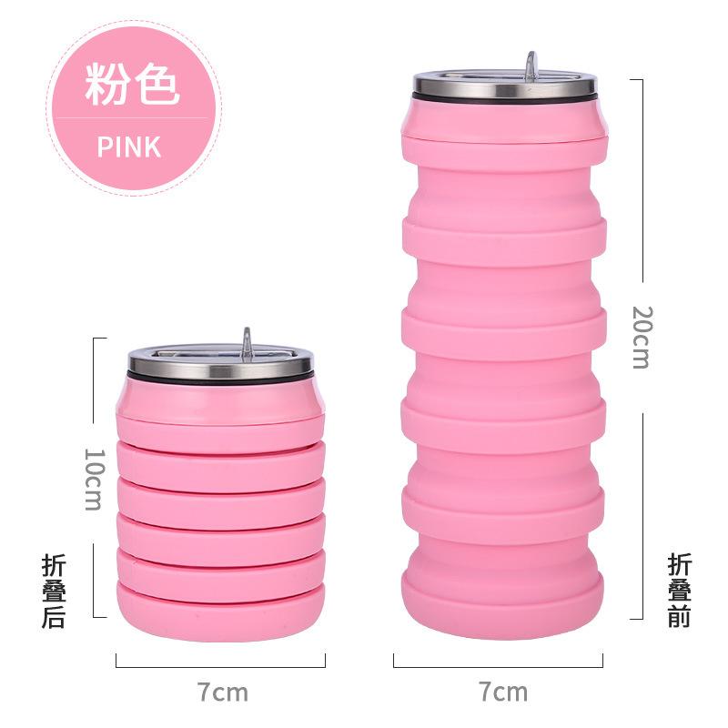 Spot sports outdoor foldable silicone water cup can-shaped retractable water cup water bottle
