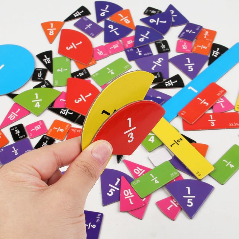 Wooden Math Fraction Learning Set With Card Fraction Decomposition Plate Montessori Teaching Aid Children Educational Math Toys