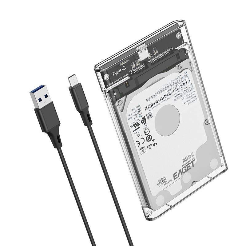 

Eaget 2.5 External Hard Drive Enclosure USB 3.0 To SATA III Hard Disk Case For 2.5 Inch SATA HDD SSD Max 6TB Support UASP Micro-B to Type-C