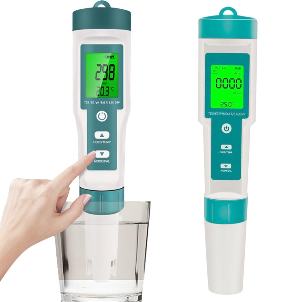 7-in-1 Water Tester Digital PH Tester Multifunctional PH/TDS/EC/SG/ORP/Salt/Temp Meter Backlight LED Display for Pools Aquariums