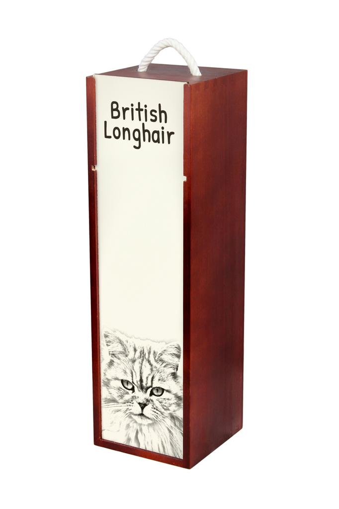 British Longhair - Wine Box with a Cat, Alcohol Box with Graphics, Personalized Gift Box from the Art-Dog Brand