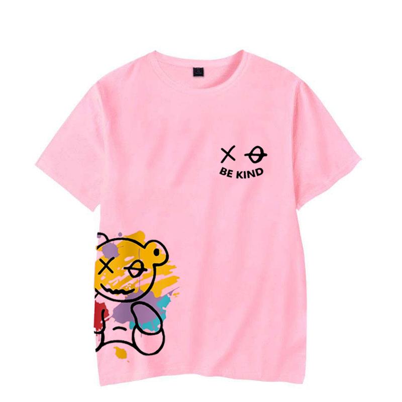 Men's Women's Summer Loose Size BE KIND Letter Cartoon Print Casual Comfortable Round Neck Short Sleeved T-shirt Top