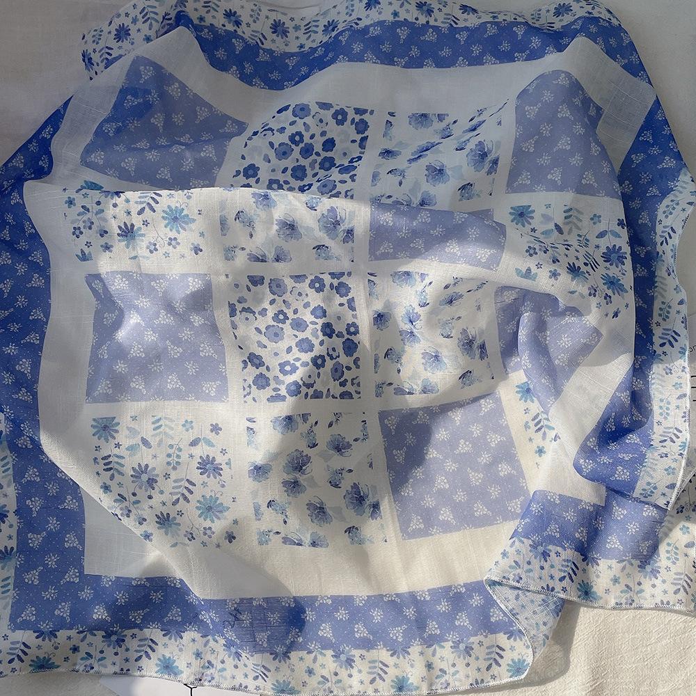 58*58Cm Women Square Neckerchief And Headscarf Female Floral Print Small Shawls Scarves Spring Summer Headband Scraves