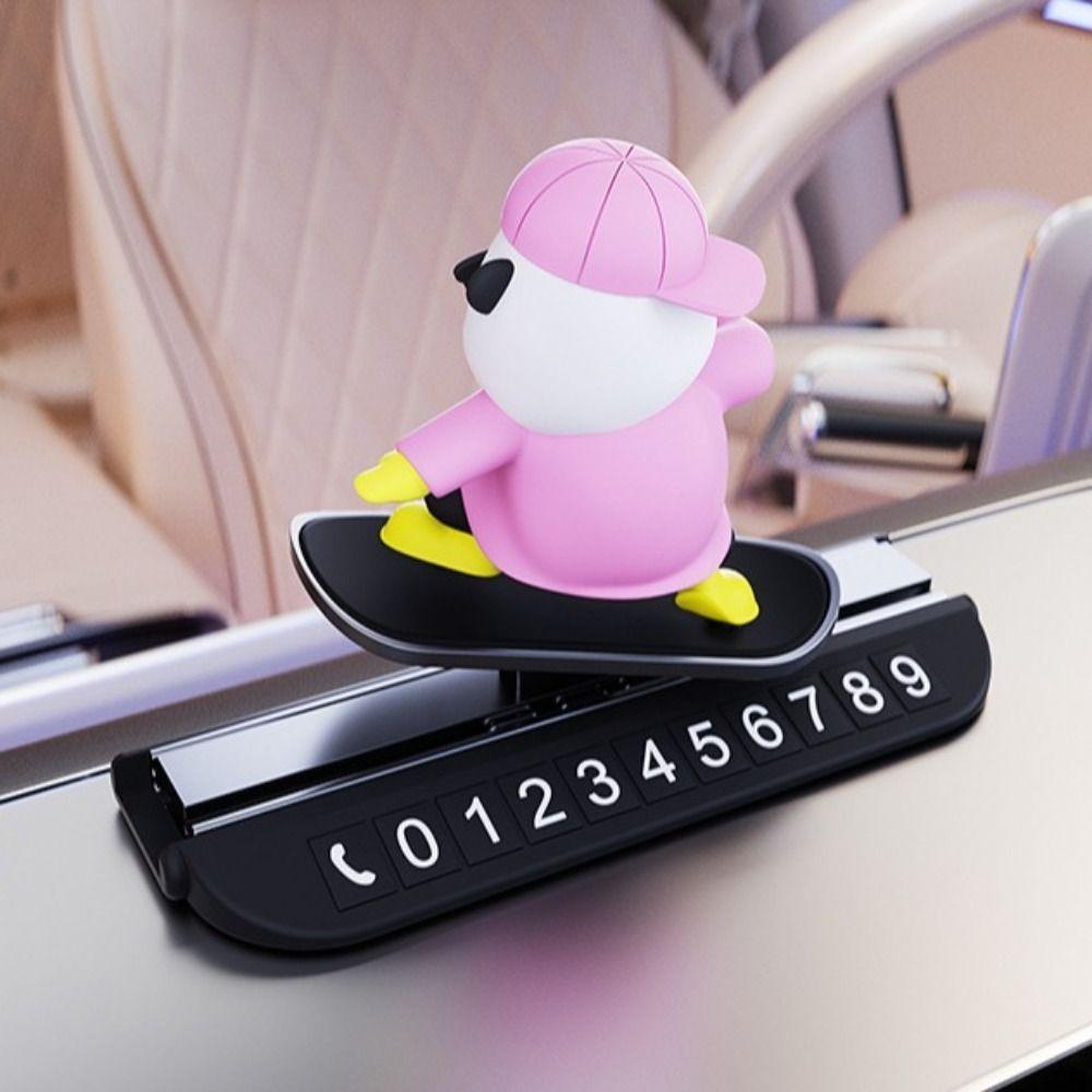Sliding Skateboard Bear Mobile Phone Number Plate Cartoon Animal Car Parking Card Plate Car