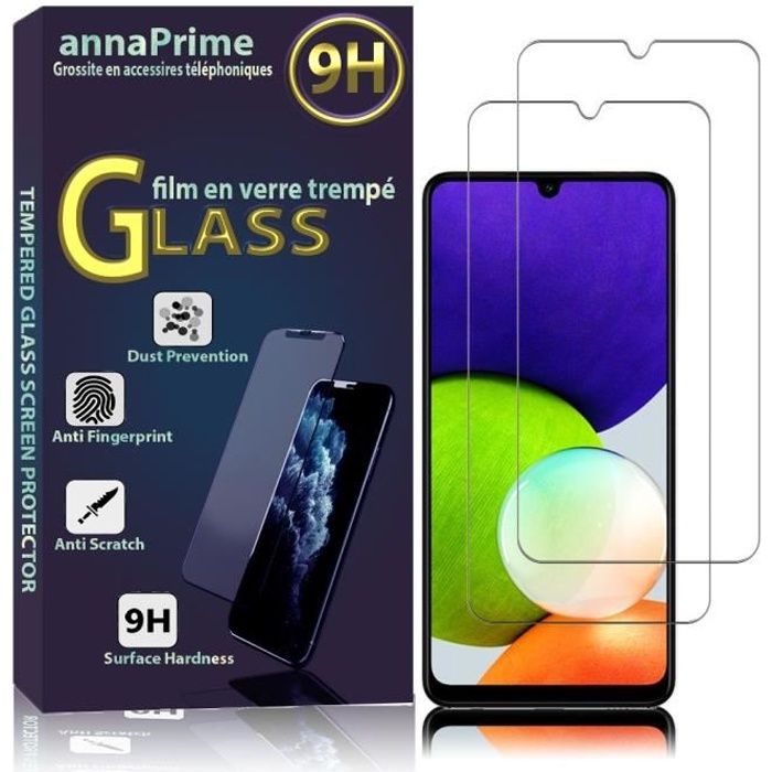 Film de protection - VCOMP - Pack de 2 - Verre Trempé - Samsung Galaxy A22 4G - Résistant aux rayures