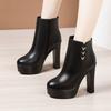 Womens High Heel Chunky Ankle Boots Winter Platform Dress Shoes Cheongsam Show
