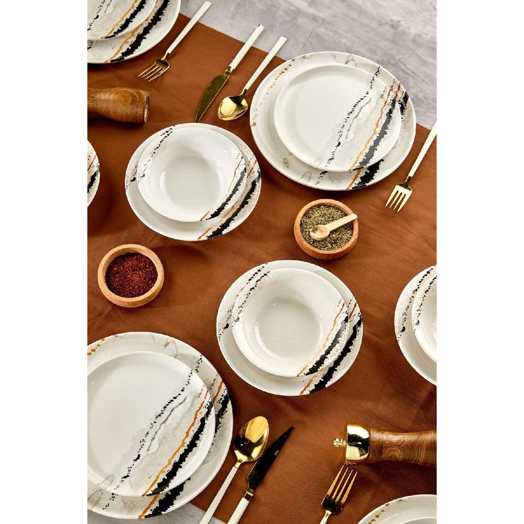 Gold Lux ceramic Wishing Tree 24 Piece Dinner Set For 6 Persons