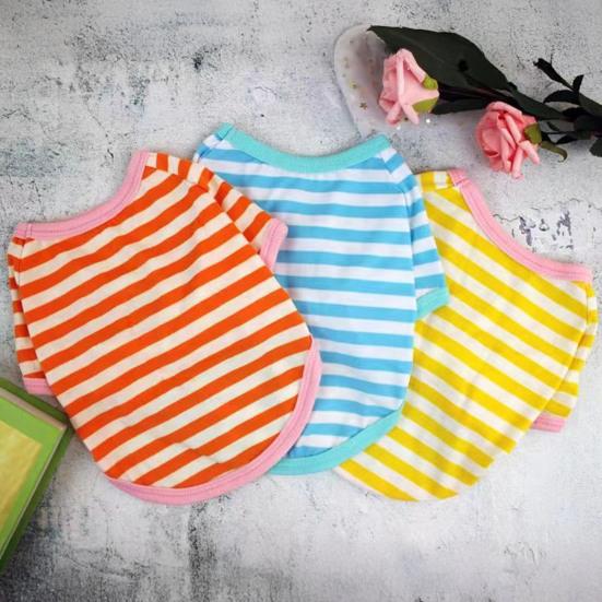 Dogs Striped T-Shirt Pet Round Neck Tee Shirt Short Sleeve Casual Pullover Puppy Apparel for Small Medium Dogs