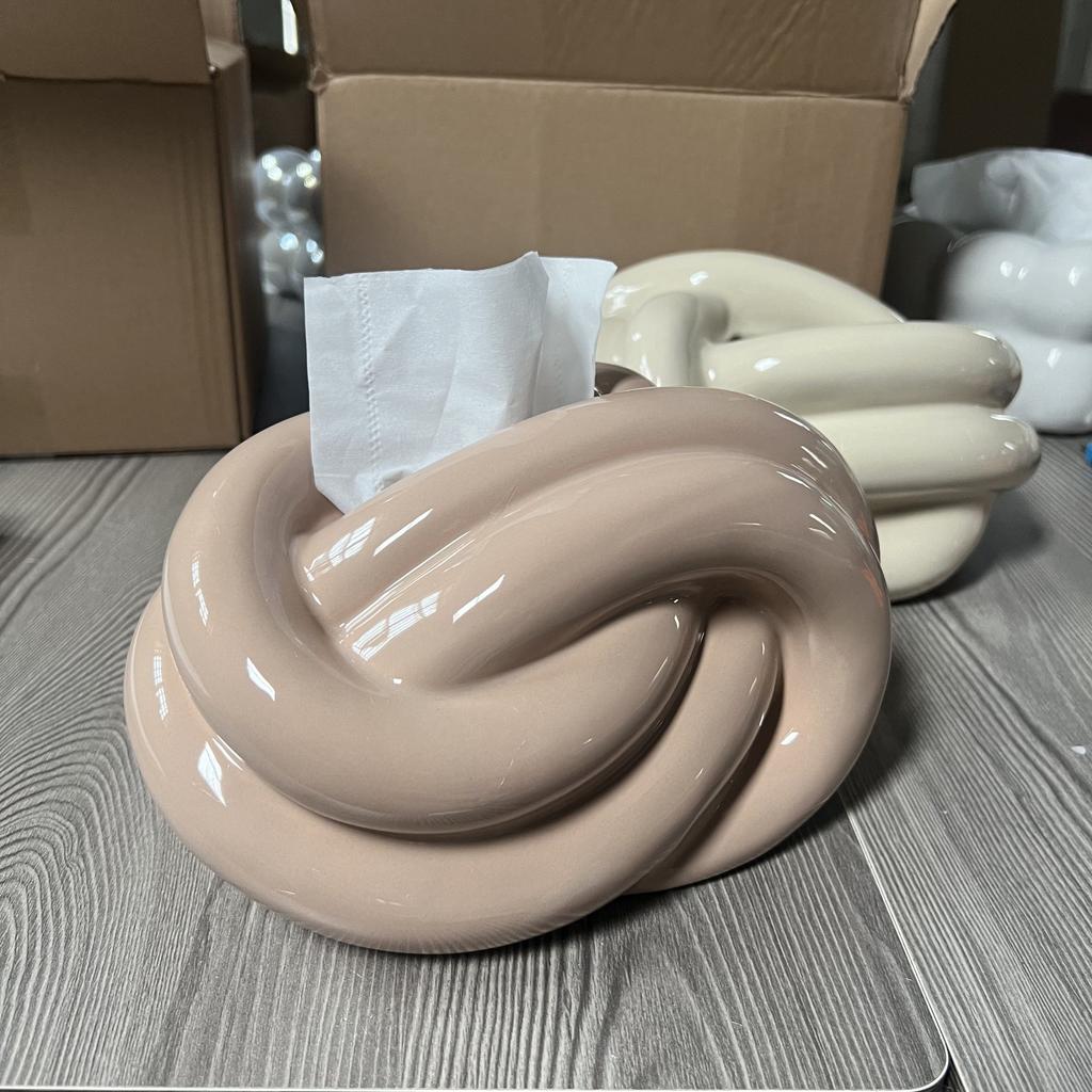 Creative Knot Ceramic Tissue Box Holder for Living Room Bedroom Table Home Decor