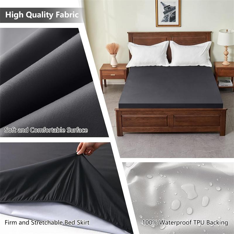 Waterproof Mattress Protector Soft Breathable Fitted Bed Cover, 18" Deep Pocket Noiseless Mattress Pad - Machine Washable, for Kids & Elderly