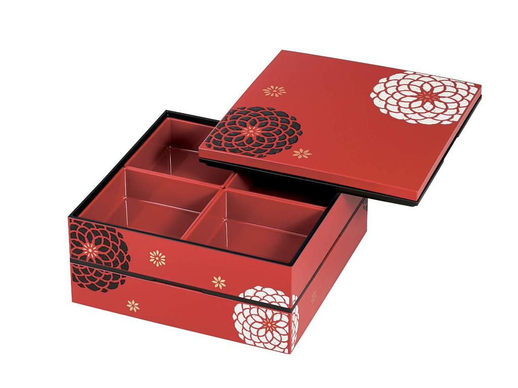 Tatsumiya Modern Square Hors Hyakka 22.5mm Two-Tiered d'oeuvre Box, Red,