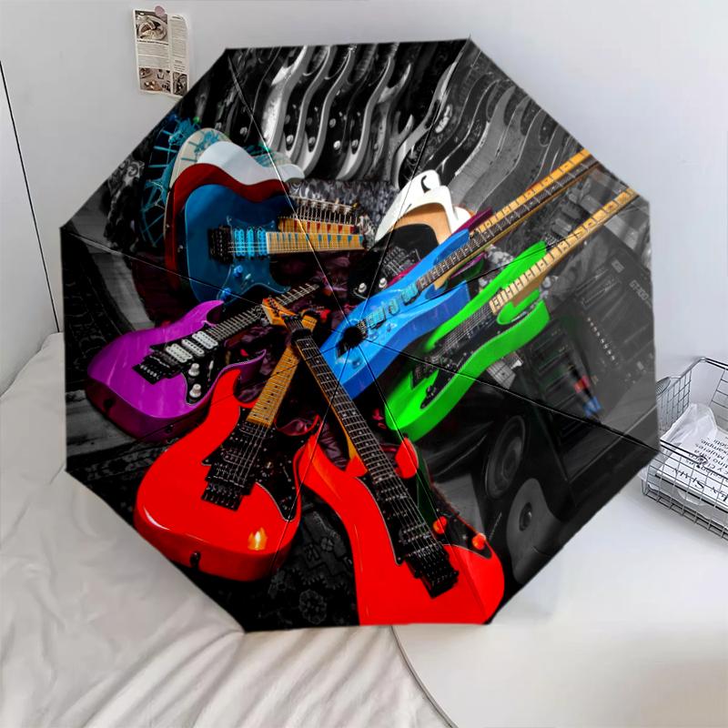 1PC electric guitar Umbrella Portable Folding Umbrella Iron Frame Hole Bone Structure Outdoor Home Umbrella A12