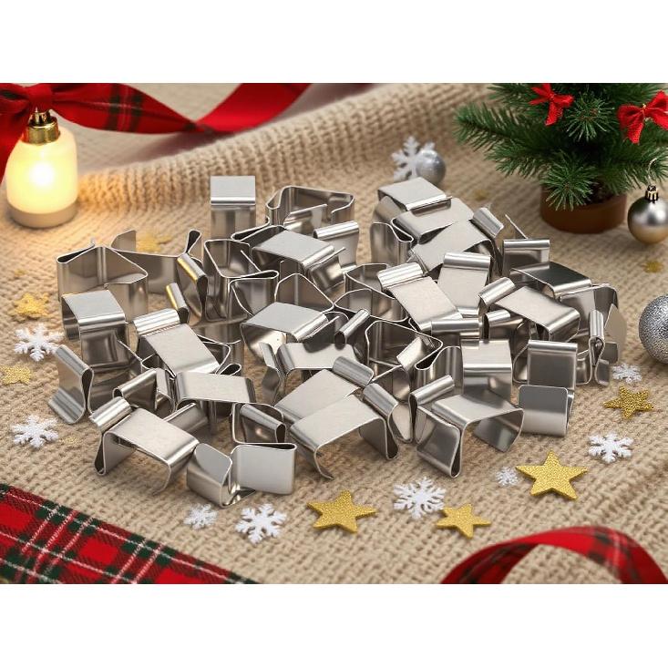 Y.A. LOTUS 50 Pcs Gutter Clips for Hanging Outdoor Lights, Premium Steel Gutter Hooks for Xmas Halloween Seasonal Rope Mini Decoration String Lights