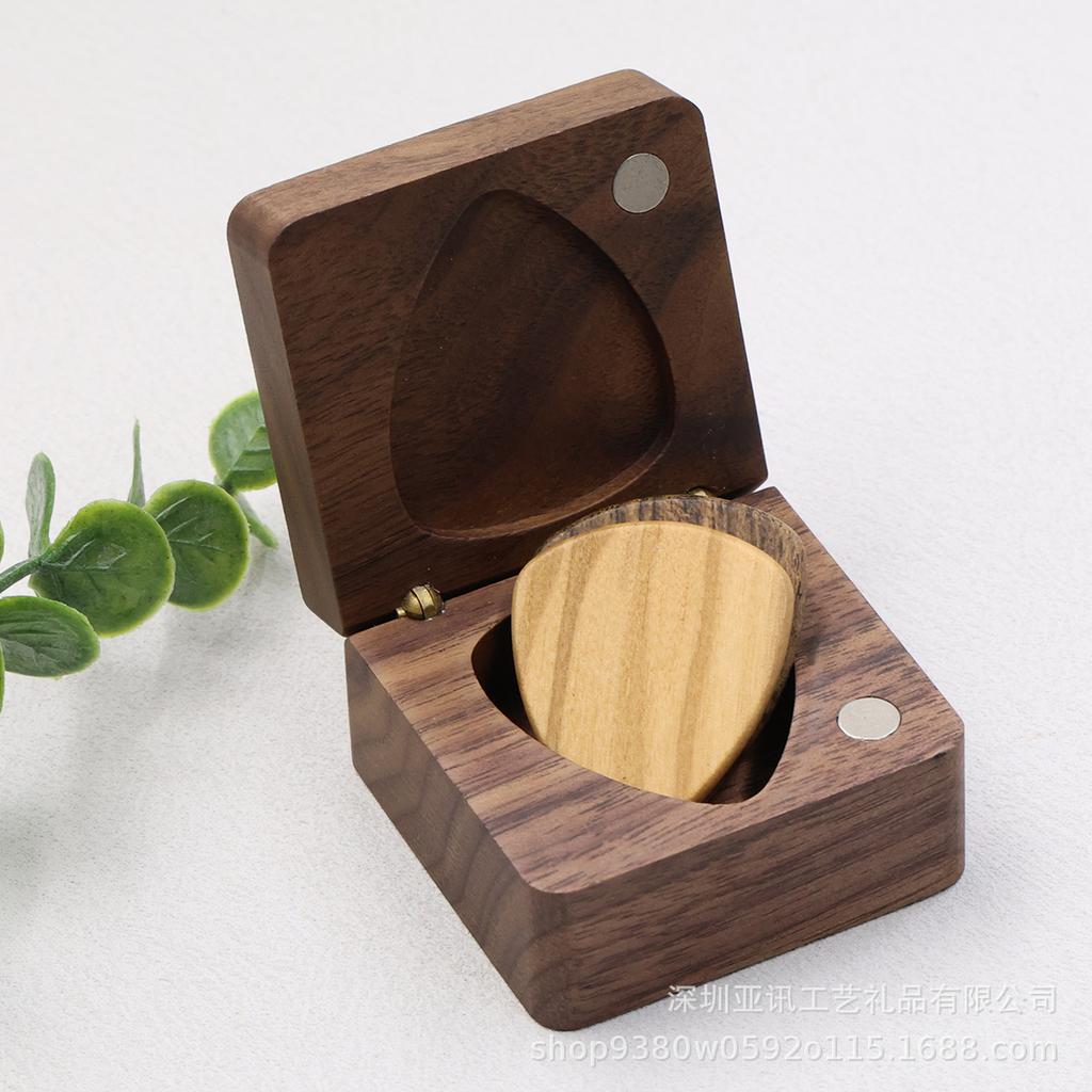 Solid Wood Black Walnut Guitar Pick Storage Box