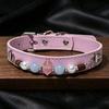 Natural Crystal Pet Collar Cats Dogs PU Leather Necklace With Raw Stone Beads Vintage Style