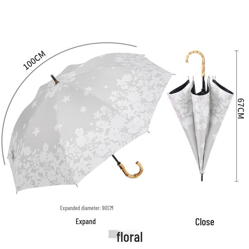 

Ретро вышитый зонт от солнца с бамбуковой ручкой - Двойного назначения для солнца и дождя