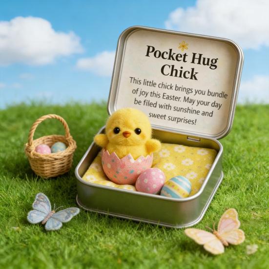 Boîte Hug de Poche de Pâques Figurine Jésus/Lapin/Mouton/Poussin/Papillon/Pierre en Feutre dans Boîte avec Carte Remplisseurs de Panier de Pâques Cadeau Inspirant pour Femmes