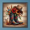 40x40cm Cowboy Boots 5D DIY Full Drill Round Diamond Painting Kit Home Decor